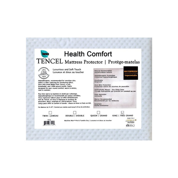 Health Comfort Waterproof Antimicrobial Tencel Mattress Protector wit