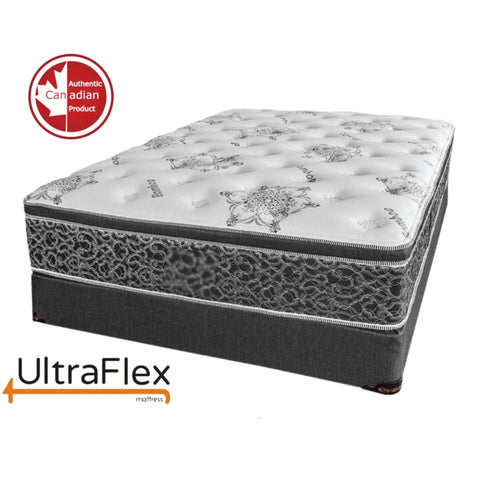 Image of UltraFlex BEAUTY- Euro Pillow Top Orthopaedic Spinal Care Innerspring Premium Foam Encased, Eco-friendly Hybrid Mattress With Edge Guard Supports (Made in Canada) With Deluxe Box Spring Foundation***Shipped to GTA ONLY***