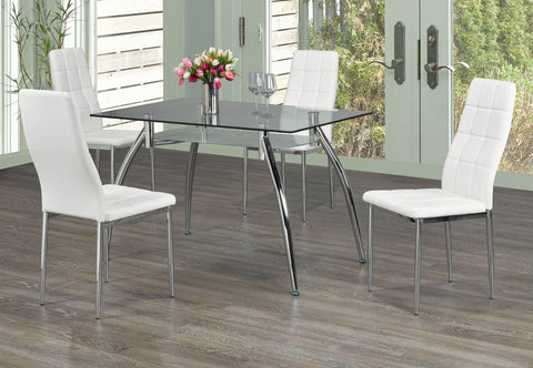 Image of FURNITUREMATTRESSDIRECT-Kitchen Set with Glass Top - 5 pc - White | Grey | Black H-KS170