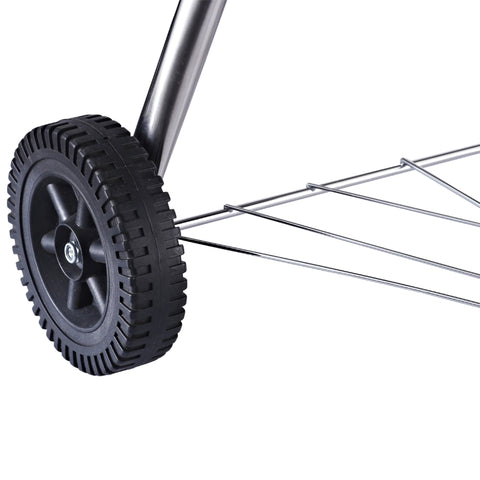 Image of Charcoal BBQ Grill Portable Outdoor Camp Picnic Barbecue w/ Wheels and Storage Shelves