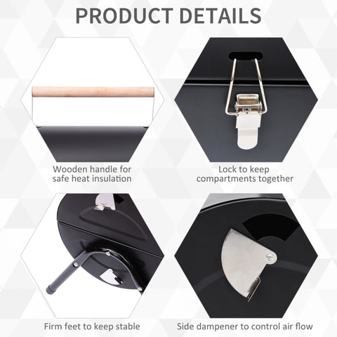 Image of Tabletop Portable Charcoal Grill Outdoor Folding Barbecue Grill BBQ Heat Smoker Grilling