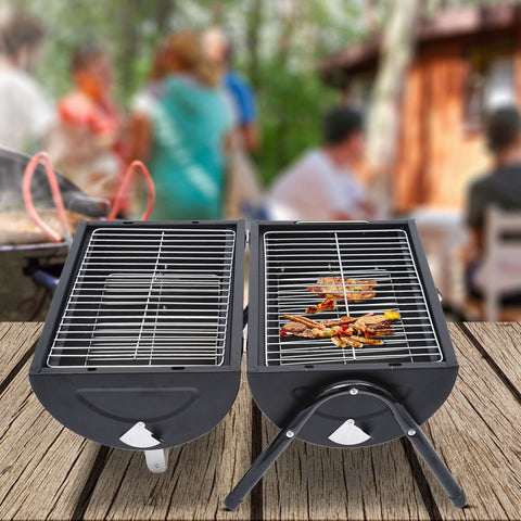 Image of Tabletop Portable Charcoal Grill Outdoor Folding Barbecue Grill BBQ Heat Smoker Grilling