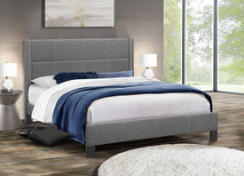 Dark Grey Fabric Bed with Contrast Stitching