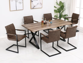 7pc Caramel Brown Upholstery Dinette Set