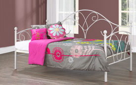 FURNITUREMATTRESSDIRECT-DAY BED WITH METAL AND SINGLE TRUNDLE BED IN WHITE-A-TB114