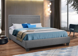 FURNITUREMATTRESSDIRECT-Grey Fabric Bed with Nailhead Detail- NATBED850