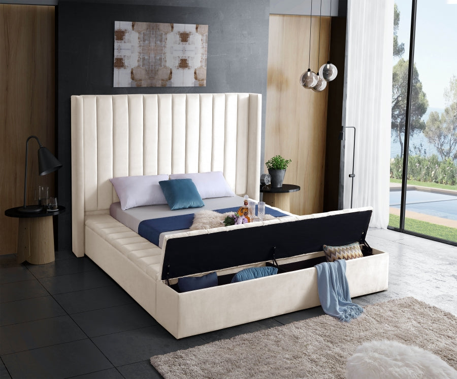 Creme Velvet Fabric Bed 3 Storage Benches **Shipping in the GTA Area Only**