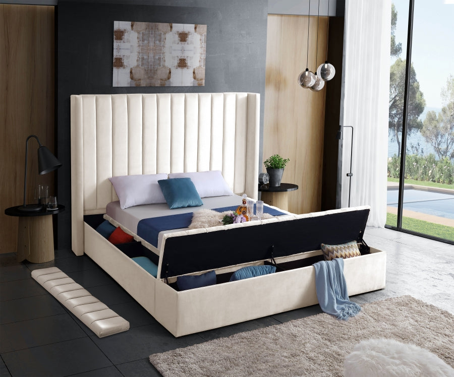 Creme Velvet Fabric Bed 3 Storage Benches **Shipping in the GTA Area Only**