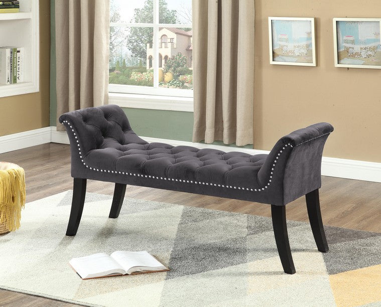FURNITUREMATTRESSDIRECT-Bench With Grey Velvet Finish C-BEN10