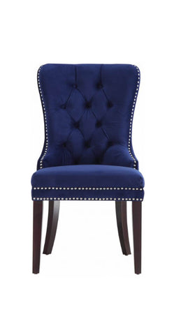 Image of furnituremattressdirect-VELVET DINING CHAIR IN NAVY BLUE- INT-CHA111