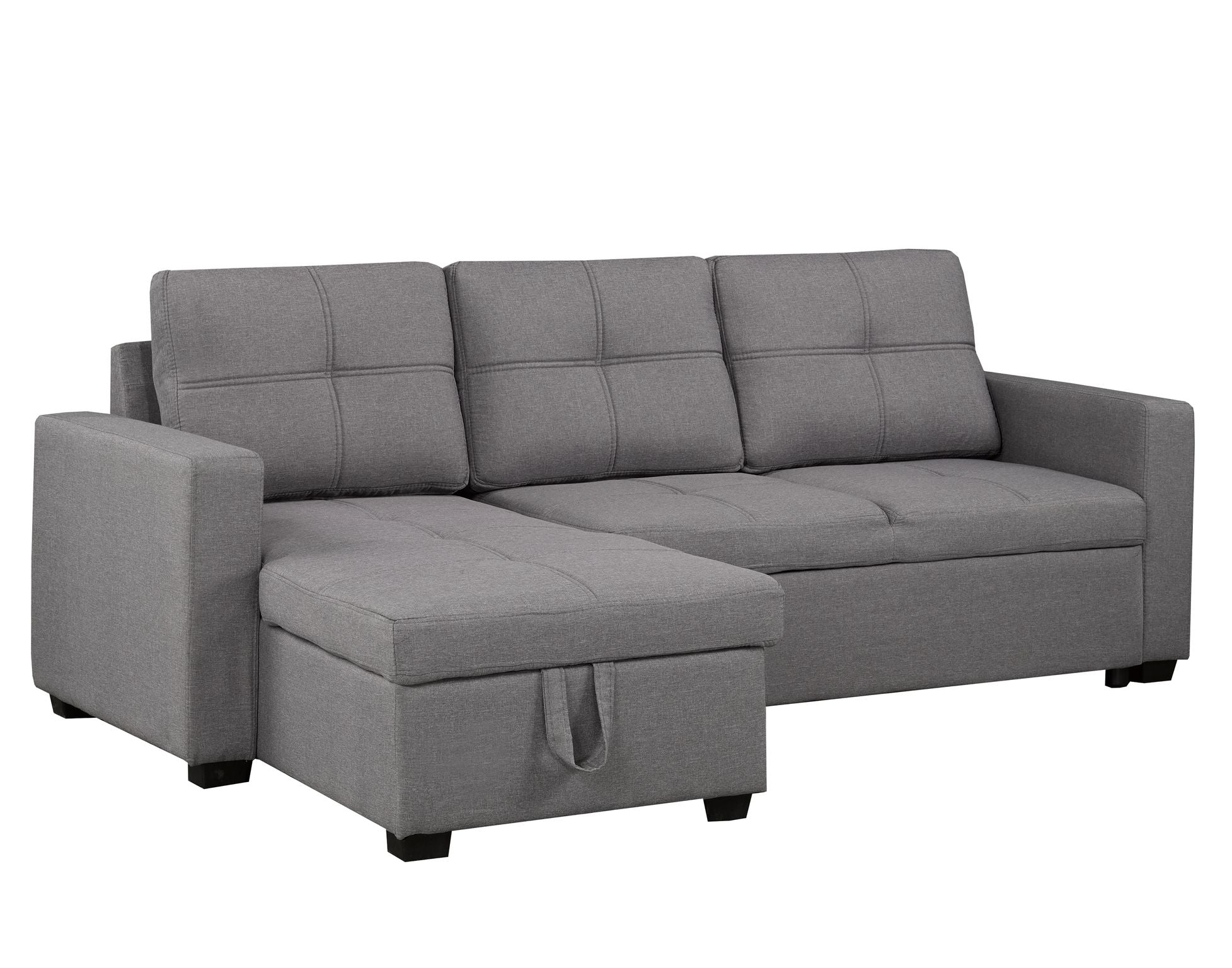 SECTIONAL WITH PULL-OUT BED & STORAGE CHAISE, GREY