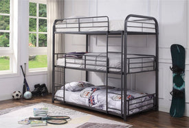 Triple/Triple Metal Bunk Bed in Grey