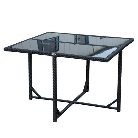 Image of 5pcs Rattan Wicker Dining Sofa Table Set Outdoor Patio Furniture with Cushion, Black