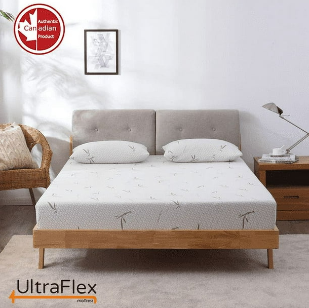 UltraFlex SolidSleep- Canadian-Made FIRM Gel Infused Reversible Comfort With Pressure Relief, Cooling Technology, Bamboo Cover, CertiPUR-US® Certified Foam (Made in Canada)