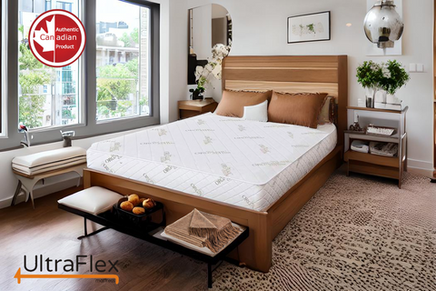 Image of UltraFlex EcoZen- Medium Firm Reversible, CertiPUR-US® Certified Foam, Organic Bamboo Cover, Pressure Releiving, Cooling Gel Infused, Eco-Friendly Mattress ( Made In Canada )
