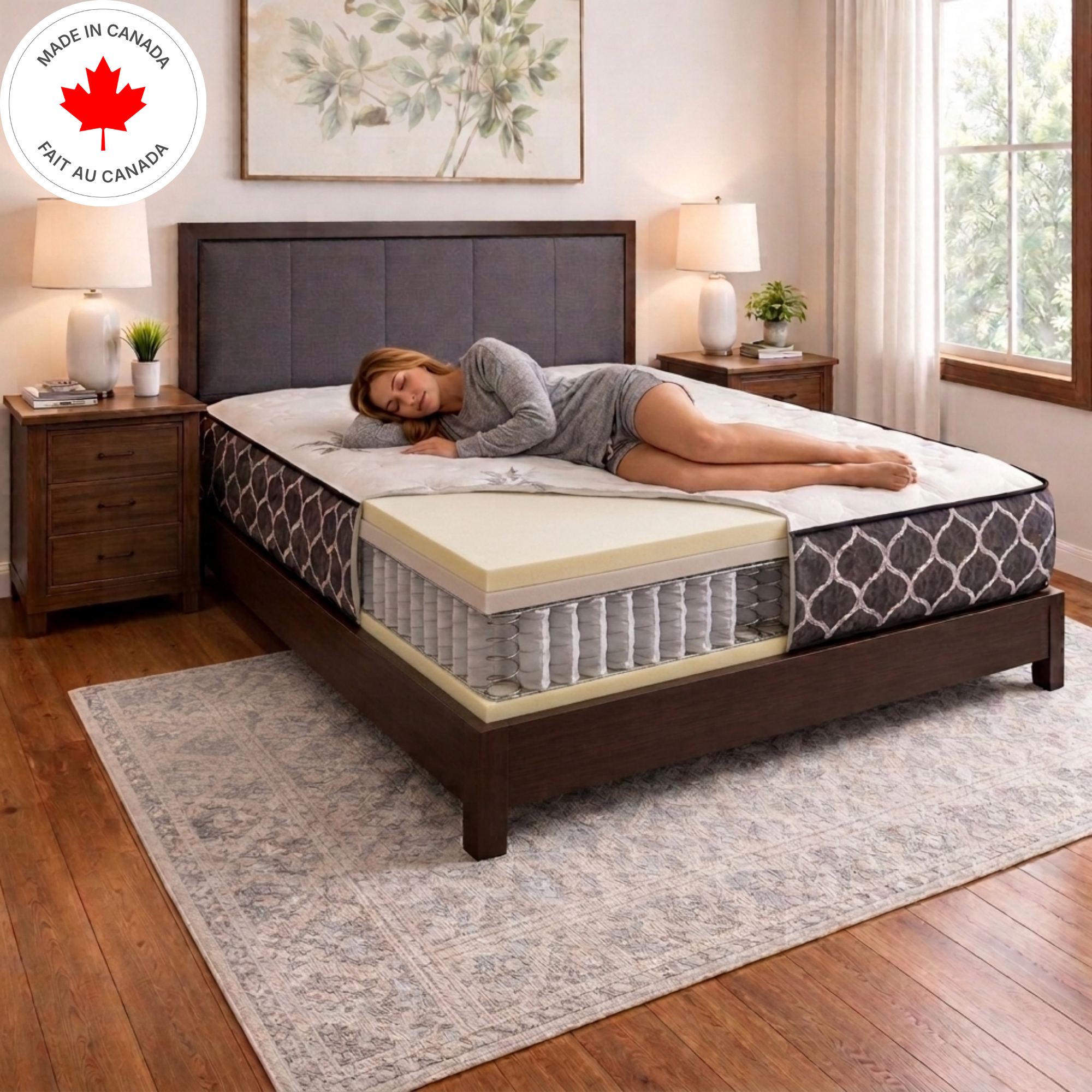 9/10/11 Inch Hybrid Mattress – Gel Memory Foam & Pocket Coil, Medium Firm, Pressure Relief, Motion Isolation, Bed in a Box, Made in Canada – Twin, Full, Queen, King, Aloe Vera Cooling Gel Foam, CertiPUR-US® Certified