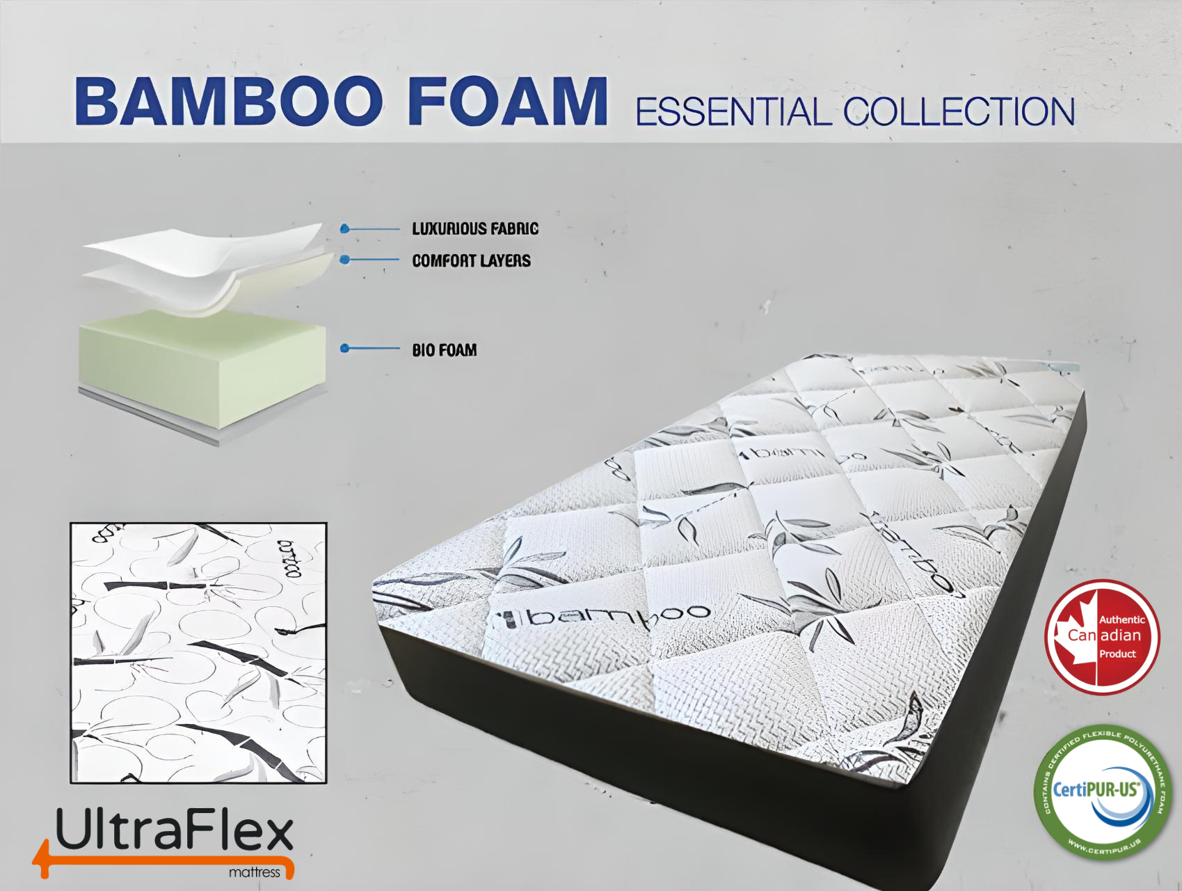 UltraFlex DreamEasy - Canadian-Made Medium Firm Gel Infused Comfort with Quilted Top, Pressure Relief, Cooling Technology, Bamboo Cover, CertiPUR-US® Certified Foam 