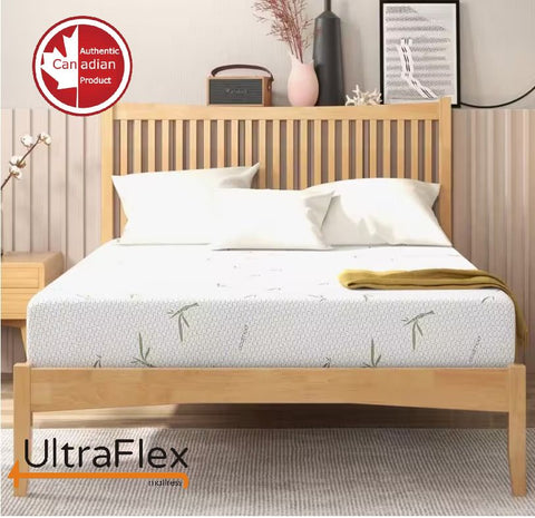 Image of UltraFlex EasySleep- Canadian-Made Medium Firm Gel Infused Reversible Comfort With Pressure Relief, Cooling Technology, Bamboo Cover, CertiPUR-US® Certified Foam Eco-Friendly Mattress (Made in Canada)