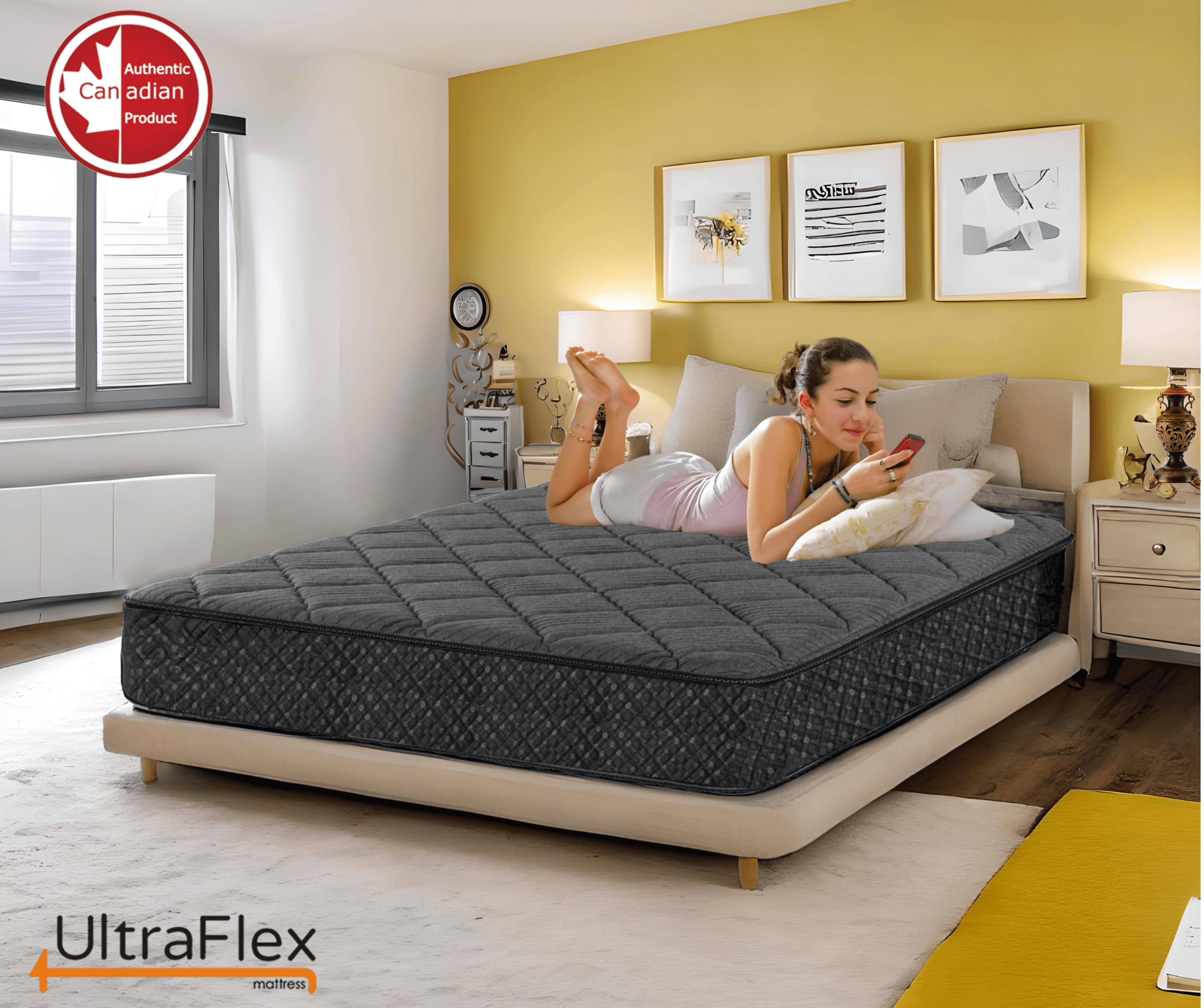 UltraFlex SleepScape Luxe Hybrid: Orthopedic Support, Eco-Friendly High-Performance Mattress with Posture Support and Hypoallergenic Design CertiPUR-US® Certified Foam (Made in Canada)