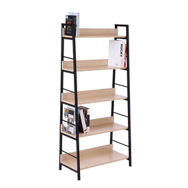 Wood Bookcase 5-Tier Wide Bookshelf Shelving Storage Furniture Home (Oak/Black)