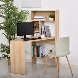 Modern Computer Office Desk Wood Corner Desk with Multi-Tier Storage Shelf