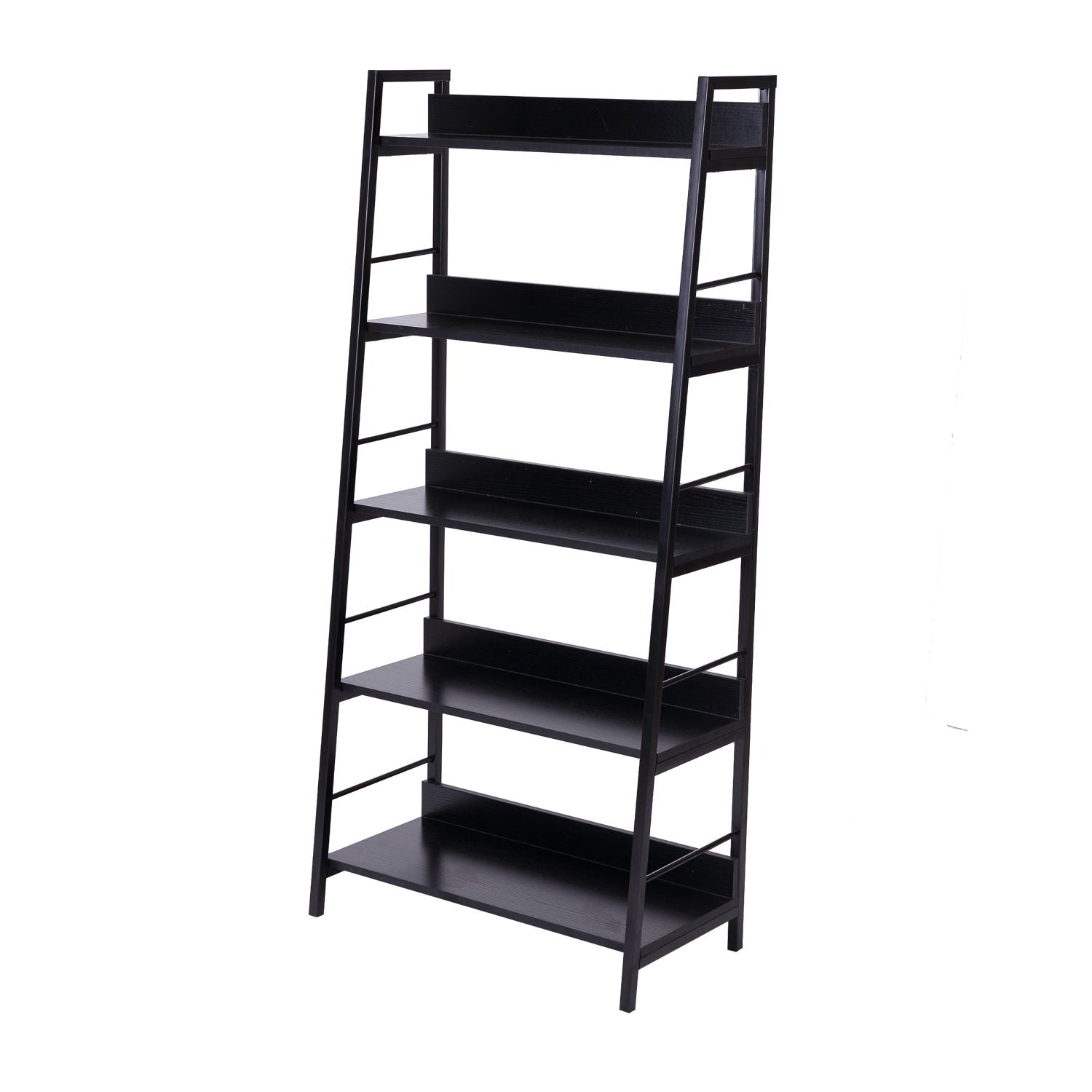 Wood Bookcase 5-Tier Wide Bookshelf Shelving Storage Furniture Home (Black)
