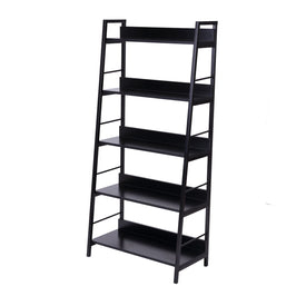 Wood Bookcase 5-Tier Wide Bookshelf Shelving Storage Furniture Home (Black)