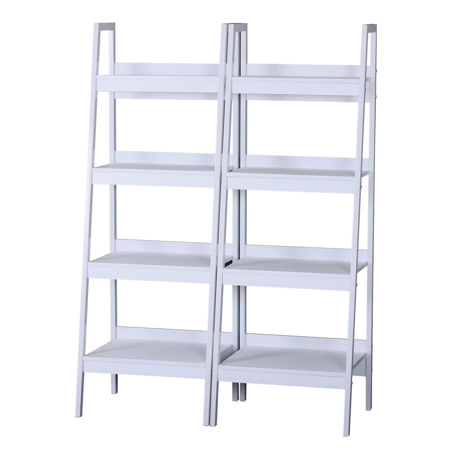 Set of 2 4 Tier Ladder Shelf Bookcase Multi-Use Display Rack Storage Shelving Unit Display Stand Flower Plant Holder White