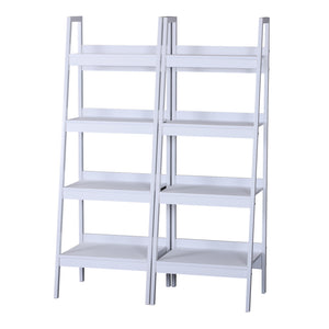 Set of 2 4 Tier Ladder Shelf Bookcase Multi-Use Display Rack Storage Shelving Unit Display Stand Flower Plant Holder White