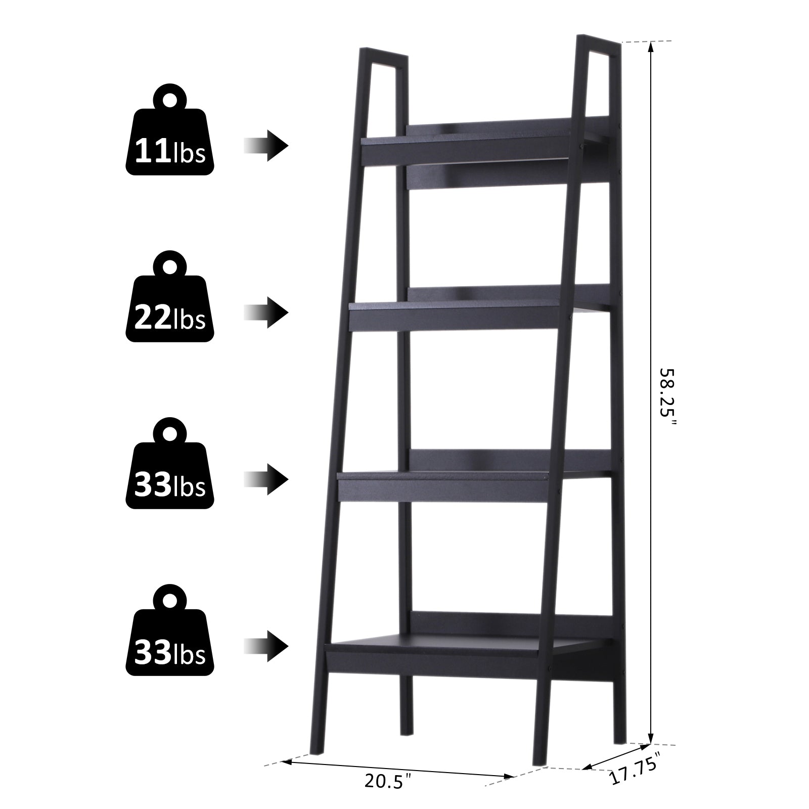 Set of 2 4 Tier Ladder Shelf Bookcase Multi-Use Display Rack Storage Shelving Unit Display Stand Flower Plant Holder Black