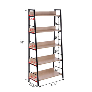 Wood Bookcase 5-Tier Wide Bookshelf Shelving Storage Furniture Home (Oak/Black)