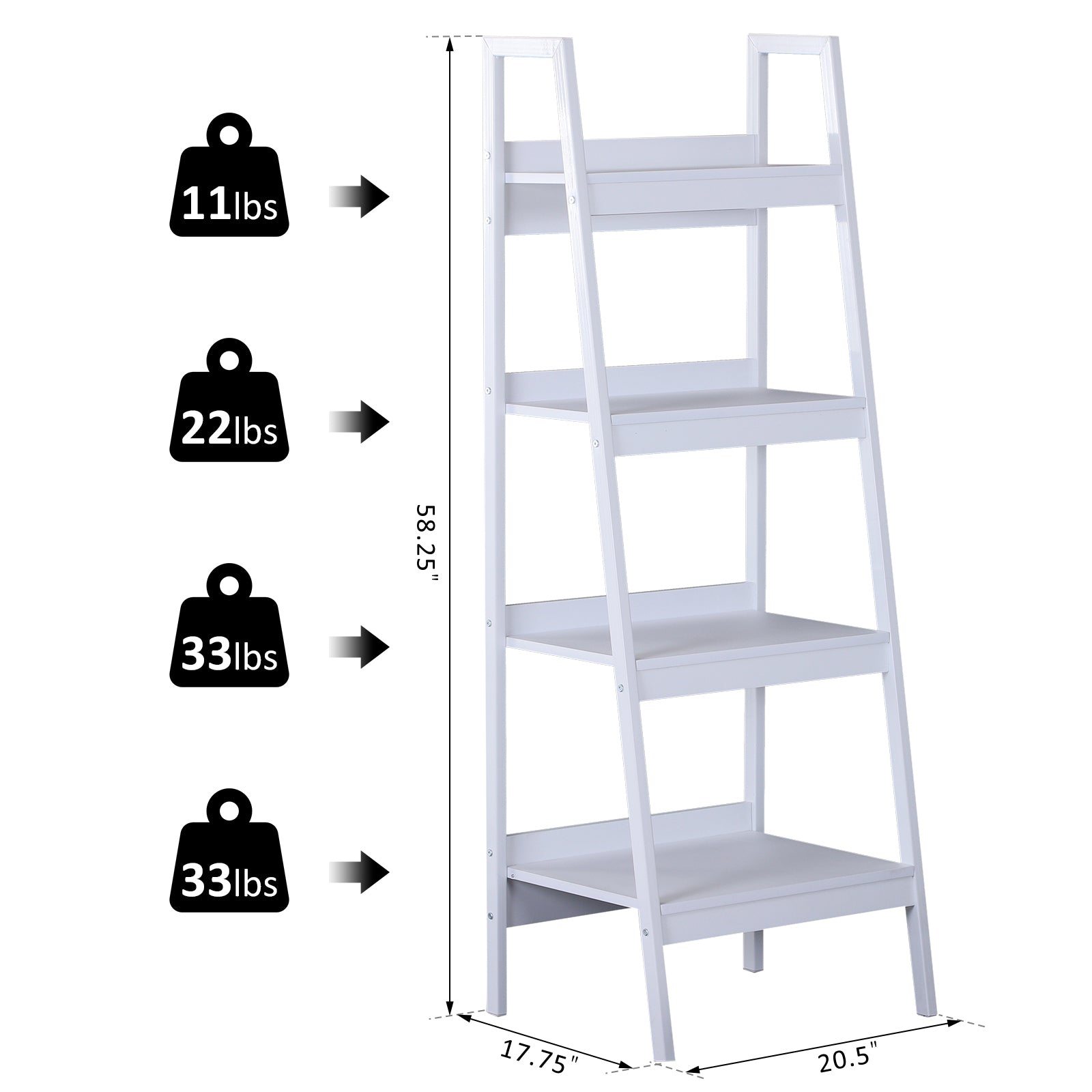 Set of 2 4 Tier Ladder Shelf Bookcase Multi-Use Display Rack Storage Shelving Unit Display Stand Flower Plant Holder White