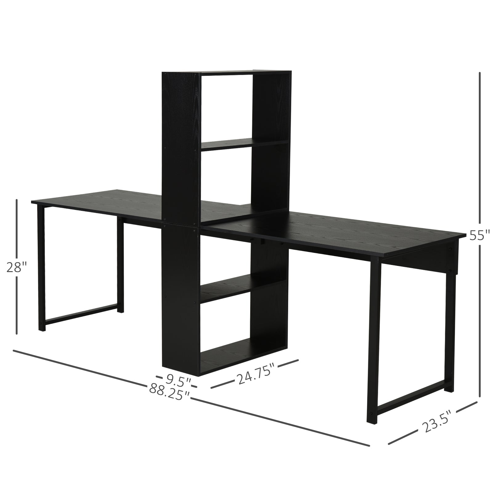Computer Table Writing Table Home Office Workstation w/ Bookshelf Black