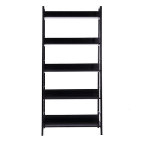 Wood Bookcase 5-Tier Wide Bookshelf Shelving Storage Furniture Home (Black)