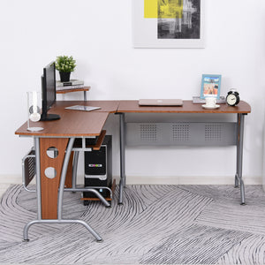 L-Shaped Corner Computer Office Desk PC Table Workstation with Keyboard Tray