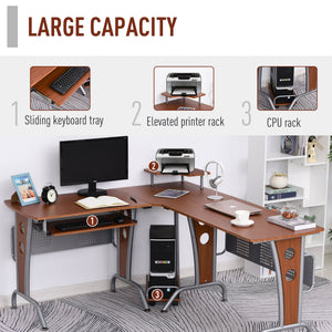 L-Shaped Corner Computer Office Desk PC Table Workstation with Keyboard Tray