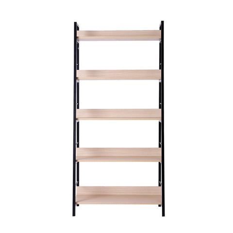 Image of Wood Bookcase 5-Tier Wide Bookshelf Shelving Storage Furniture Home (Oak/Black)