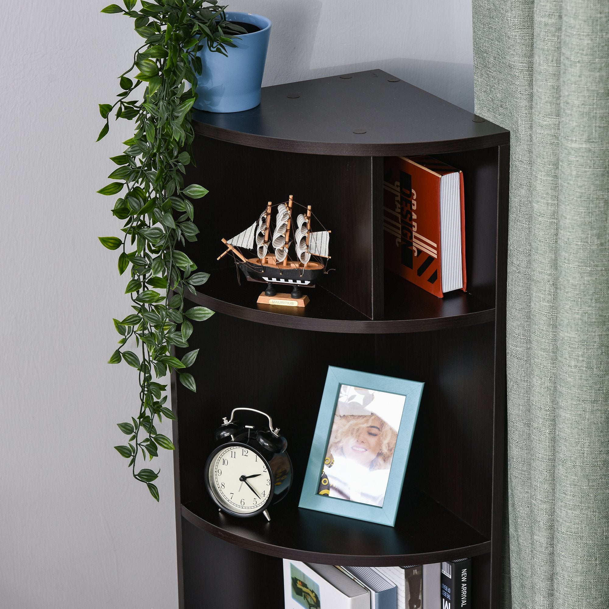 5-Tier Freestanding Bookcase Open Shelves for CDs Records Books Home Office