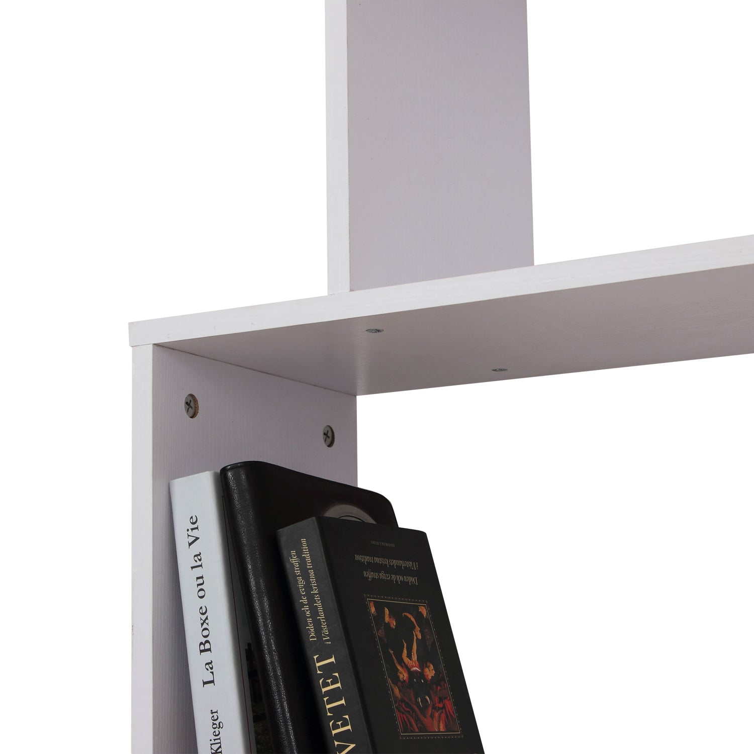 6-Tires Wooden Bookcase S Shape Storage Display Unit Home Divider Office Furniture White