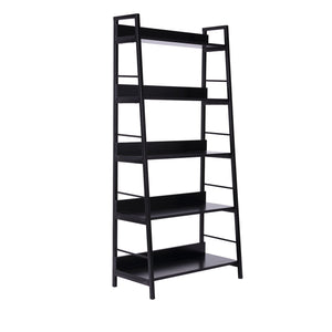 Wood Bookcase 5-Tier Wide Bookshelf Shelving Storage Furniture Home (Black)