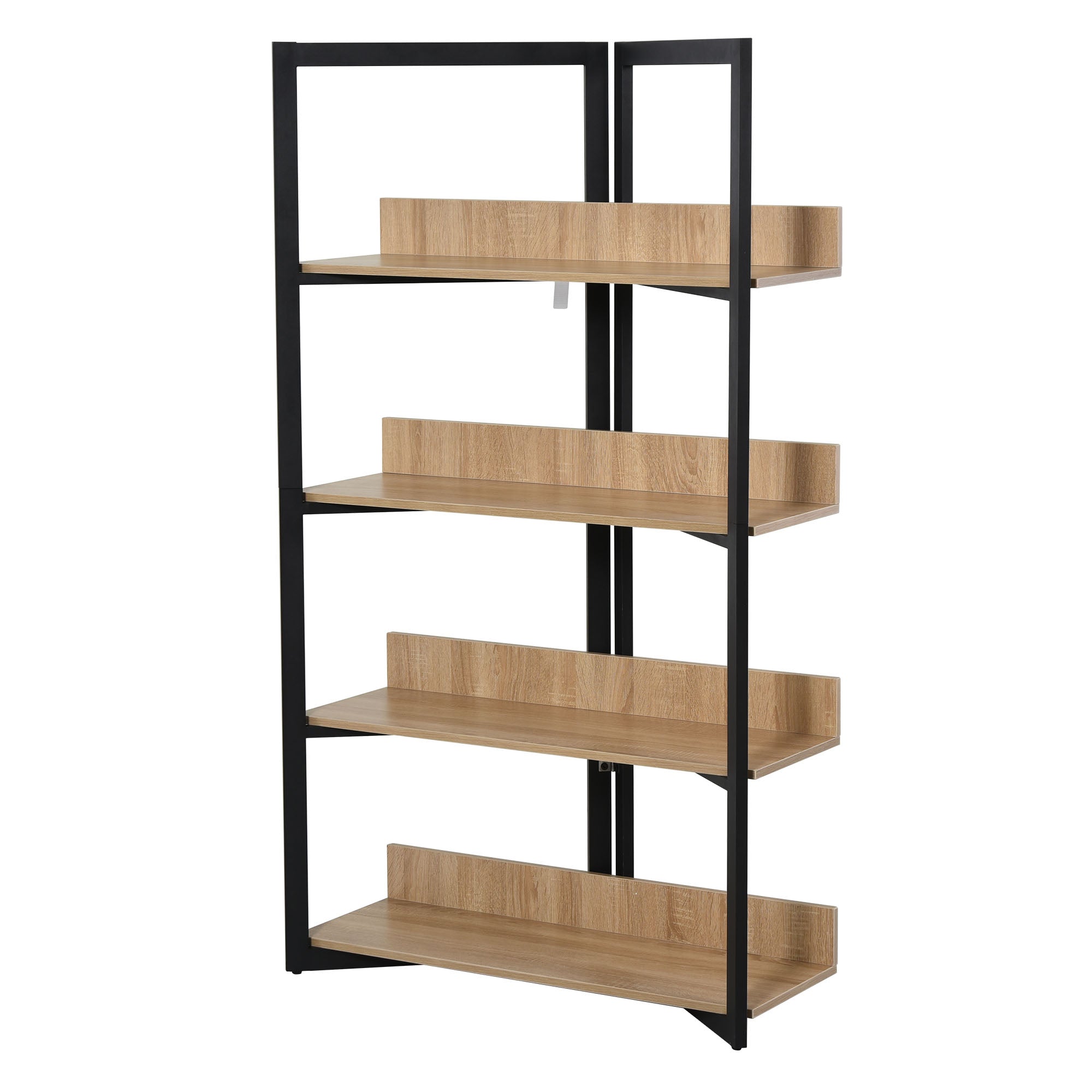 4-Tier Bookshelf Storage Multifunctional Plant Display Corner Shelf Oak Color & Black