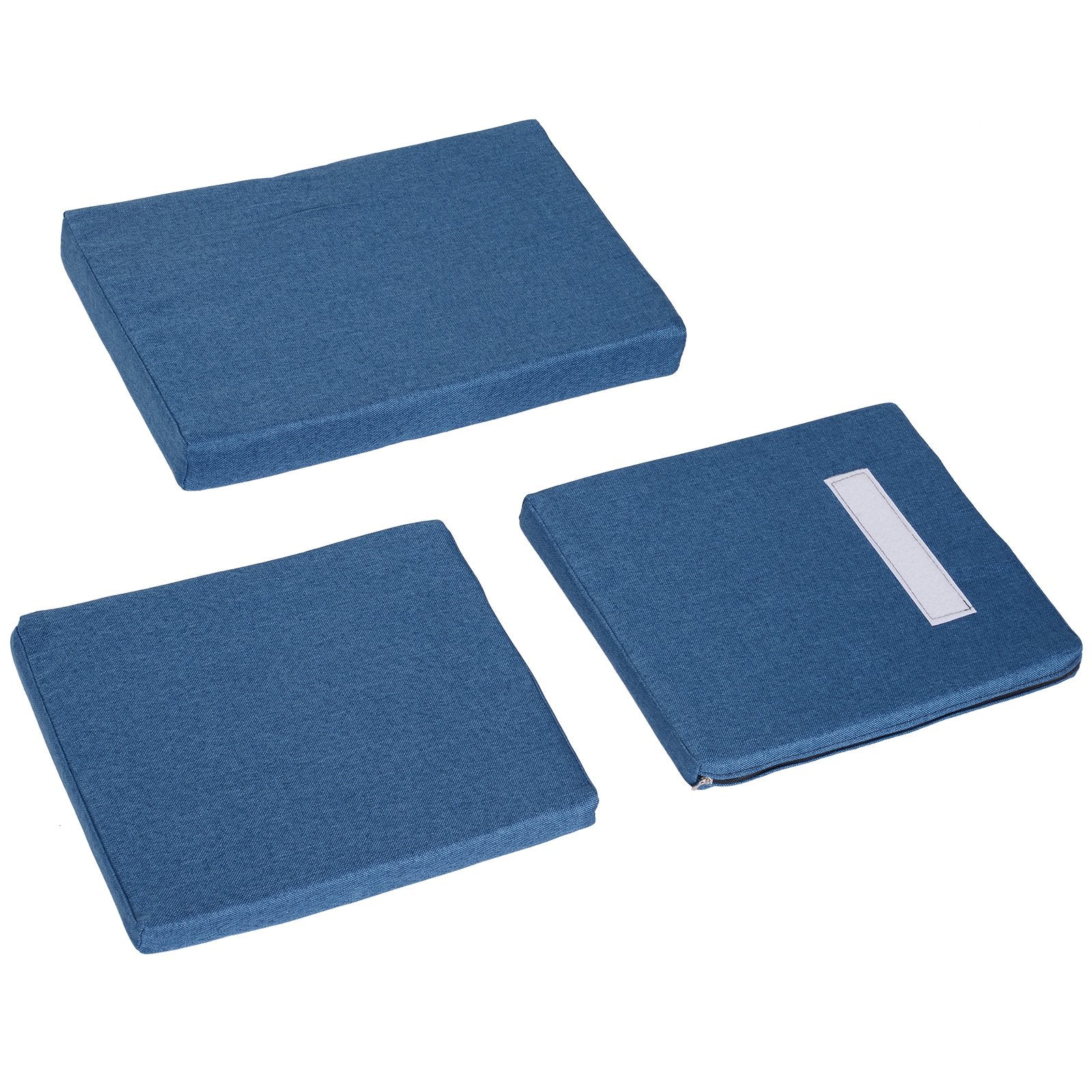 6-Cubby Kids Bookcase w/ Cushioned Seat Reading Nook Multi-Purpose Storage Organizer Cabinet Shelf Children Bedroom Decor White Blue