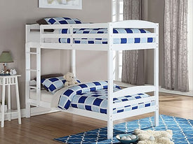 Twin Over Twin Bunk Bed In Espresso, White or Grey