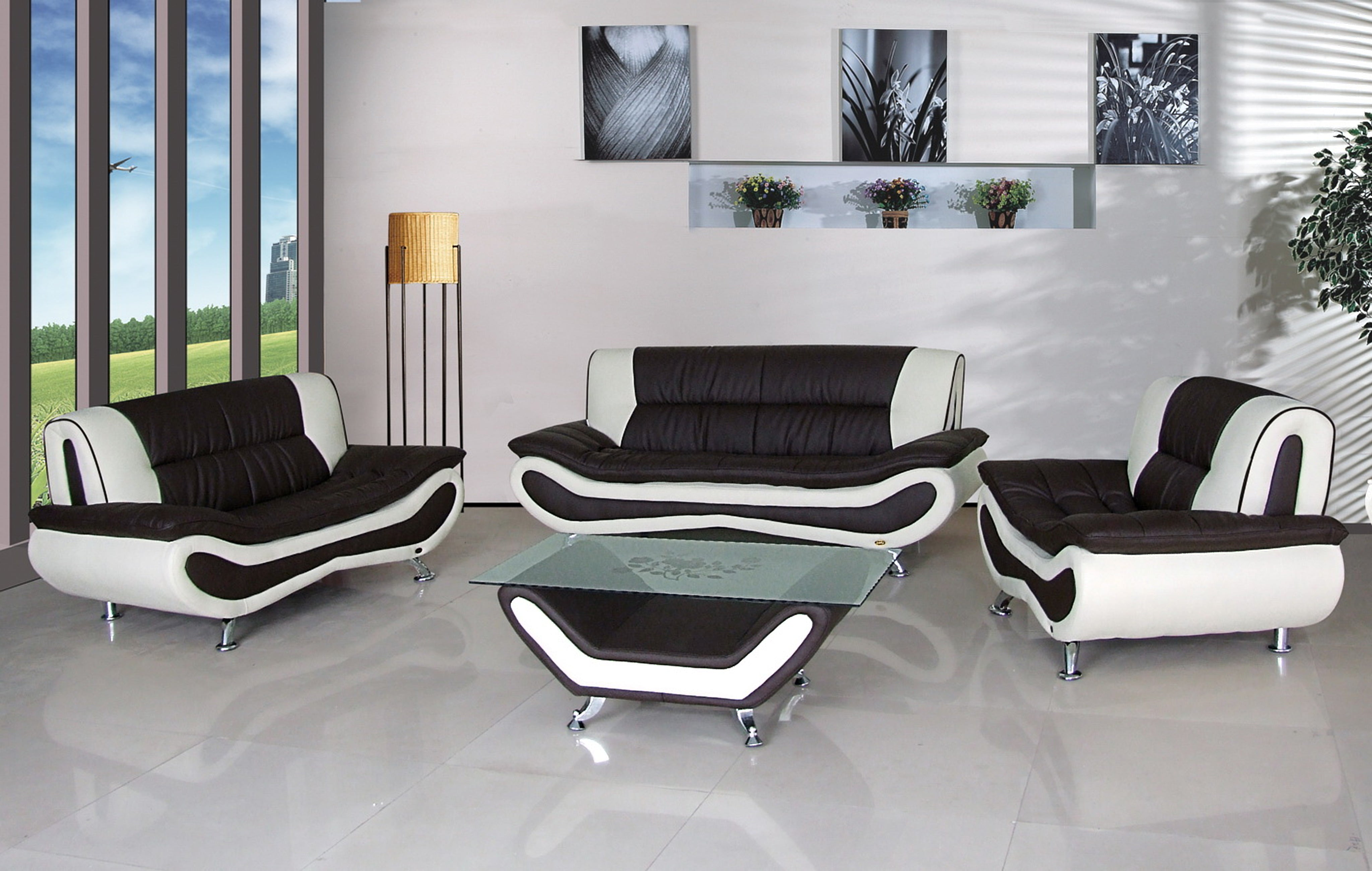 Sofa Set Chocolate and Beige 4 pieces ****SHIPPING TO GTA ONLY****