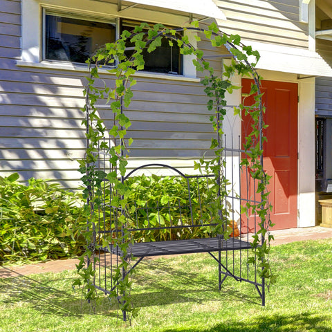 Image of 43" Garden Arbor Bench Trellis for Vines Climbing Plant Outdoor Decor Arch - Black