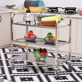 33" 3-Tier Stainless Steel Rolling Kitchen Island Cart