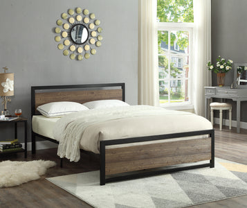 furnituremattressdirect-Bed with Wood Panel and Steel 