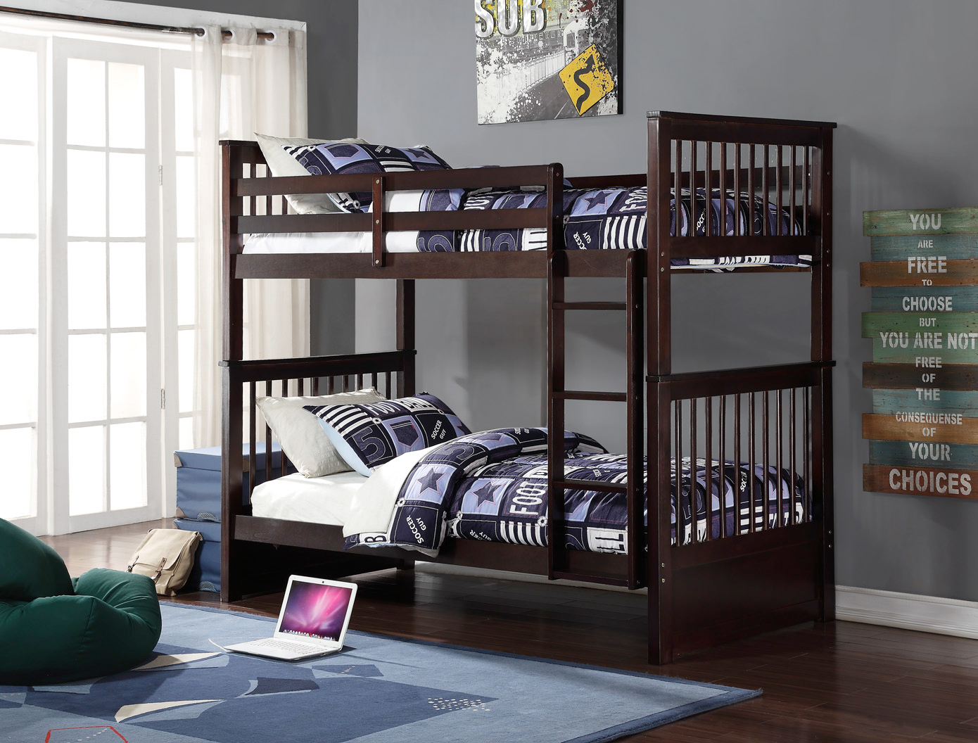 FURNITUREMATTRESSDIRECT-Mission Bunk Bed in Espresso - INTBBED600