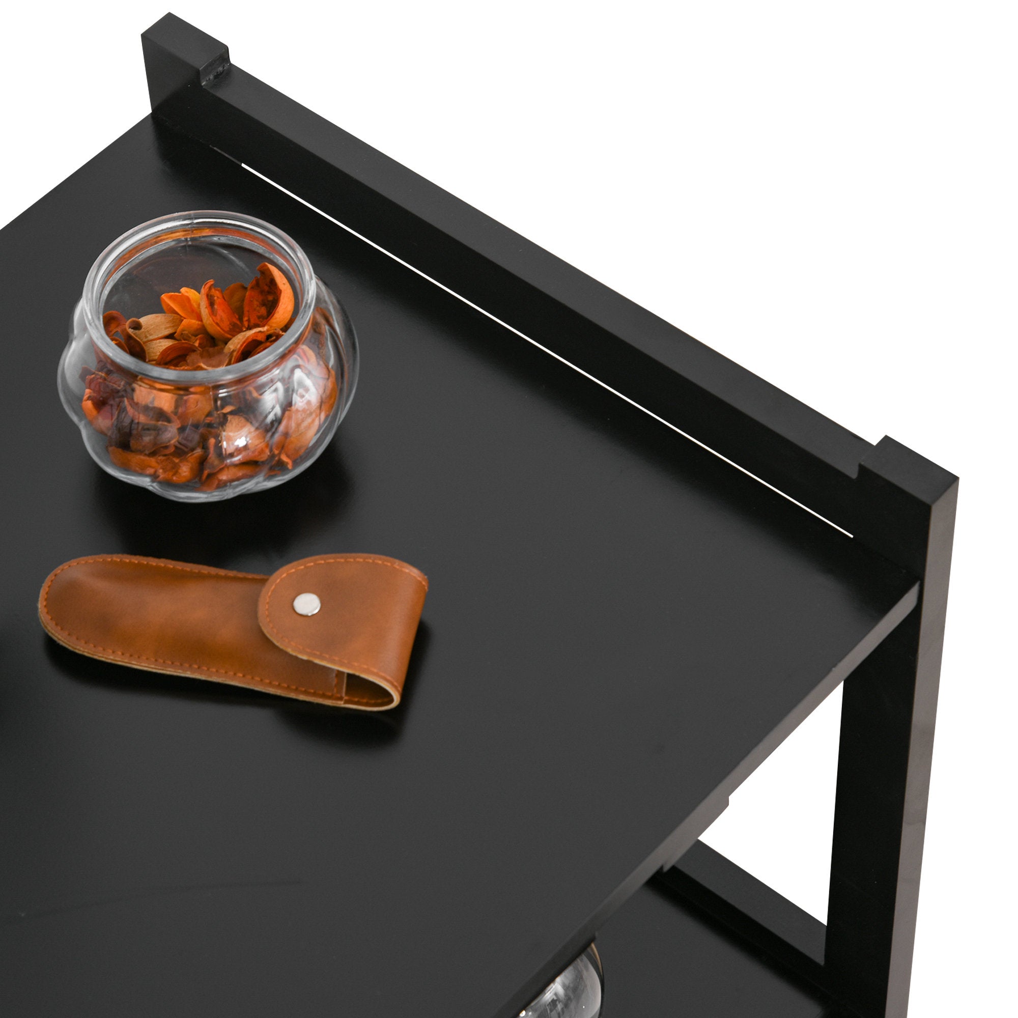 Multi-tier Rolling Kitchen Trolley Serving Cart w/ Drawer Open Shelf Wine Rack