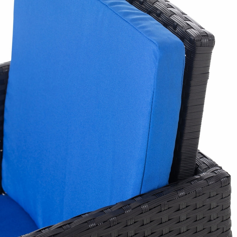 9 Piece Patio Wicker Dining Set Rattan Garden Sectional Sofa Outdoor Space-Saving Armchair & Ottoman Furniture Sets w/ Cushion, Comes in Blue, White or Grey Colour